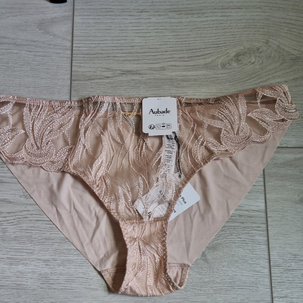 NWT Aubade  Satin Lace Panty Brief L